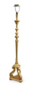 A 19TH CENTURY GILTWOOD STANDARD LAMP