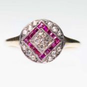 AN EARLY 20TH CENTURY RUBY AND DIAMOND RING