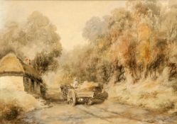 HOLMES EDWIN CORNELIUS WINTER (1851-1935) A COUNTRY LANE WITH CART