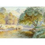 C.R. WOOD (19TH/20TH CENTURY) RIVER VIEW WITH CATTLE