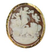 A LARGE 19TH CENTURY SHELL CAMEO BROOCH