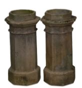 A PAIR OF VICTORIAN BUFF CHIMNEY POTS