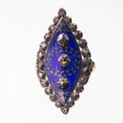 A DIAMOND AND GUILLOCHÉ ENAMEL NAVETTE RING
