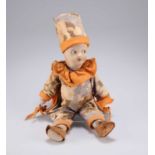 A CLOWN CLOTH DOLL, PROBABLY CHAD VALLEY, CIRCA 1930S