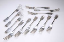 TWELVE SILVER TABLE FORKS, 19TH CENTURY