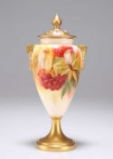 A ROYAL WORCESTER VASE AND COVER