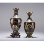 A PAIR OF CHINESE CLOISONNÉ 'DRAGON' VASES