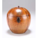 A GEORGE III FRUITWOOD TEA CADDY, IN THE FORM OF A MELON