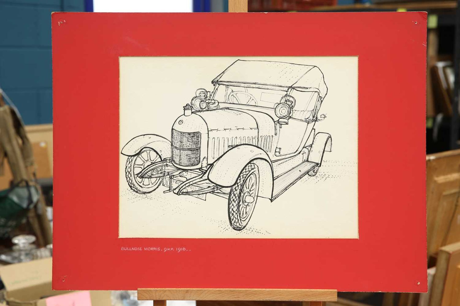 MARY BURGOYNE (NÉE TAYLOR) (20TH CENTURY) FIVE INK DRAWINGS OF EARLY 20TH CENTURY CARS - Image 4 of 5