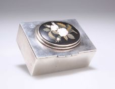 A VICTORIAN SILVER AND PIETRA DURA TRIPLE STAMP BOX