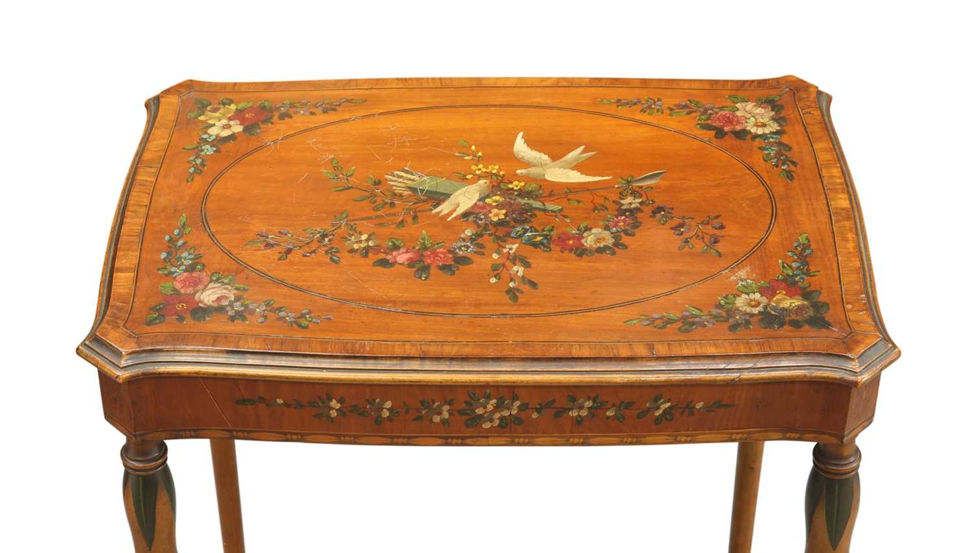 A LATE 19TH CENTURY PAINTED SATINWOOD OCCASIONAL TABLE, IN THE MANNER OF EDWARDS & ROBERTS - Image 2 of 2
