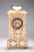 A FRENCH ALABASTER MANTEL CLOCK, 19TH CENTURY