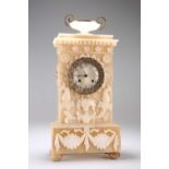 A FRENCH ALABASTER MANTEL CLOCK, 19TH CENTURY