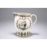 A PEARLWARE JUG MOULDED WITH SCENES REPRESENTING 'MISCHIEVOUS SPORT' AND 'SPORTING INNOCENCE'