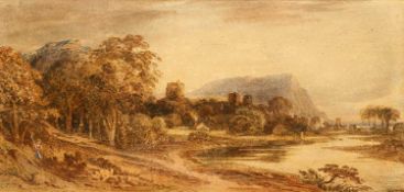 JOHN VARLEY (1778-1842) A RUINED CASTLE IN A WOODED LANDSCAPE