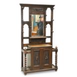 A VICTORIAN CARVED OAK HALLSTAND