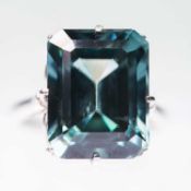 A SOLITAIRE BLUE ZIRCON RING