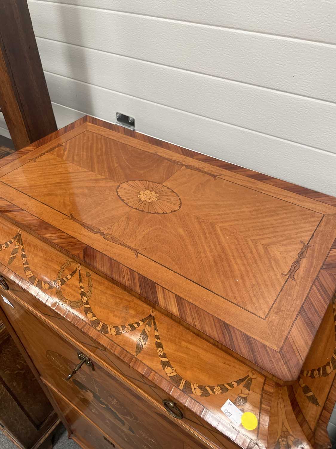 AFTER THE DESIGN BY THOMAS CHIPPENDALE, A SATINWOOD AND MARQUETRY SECRÉTAIRE - Image 3 of 12