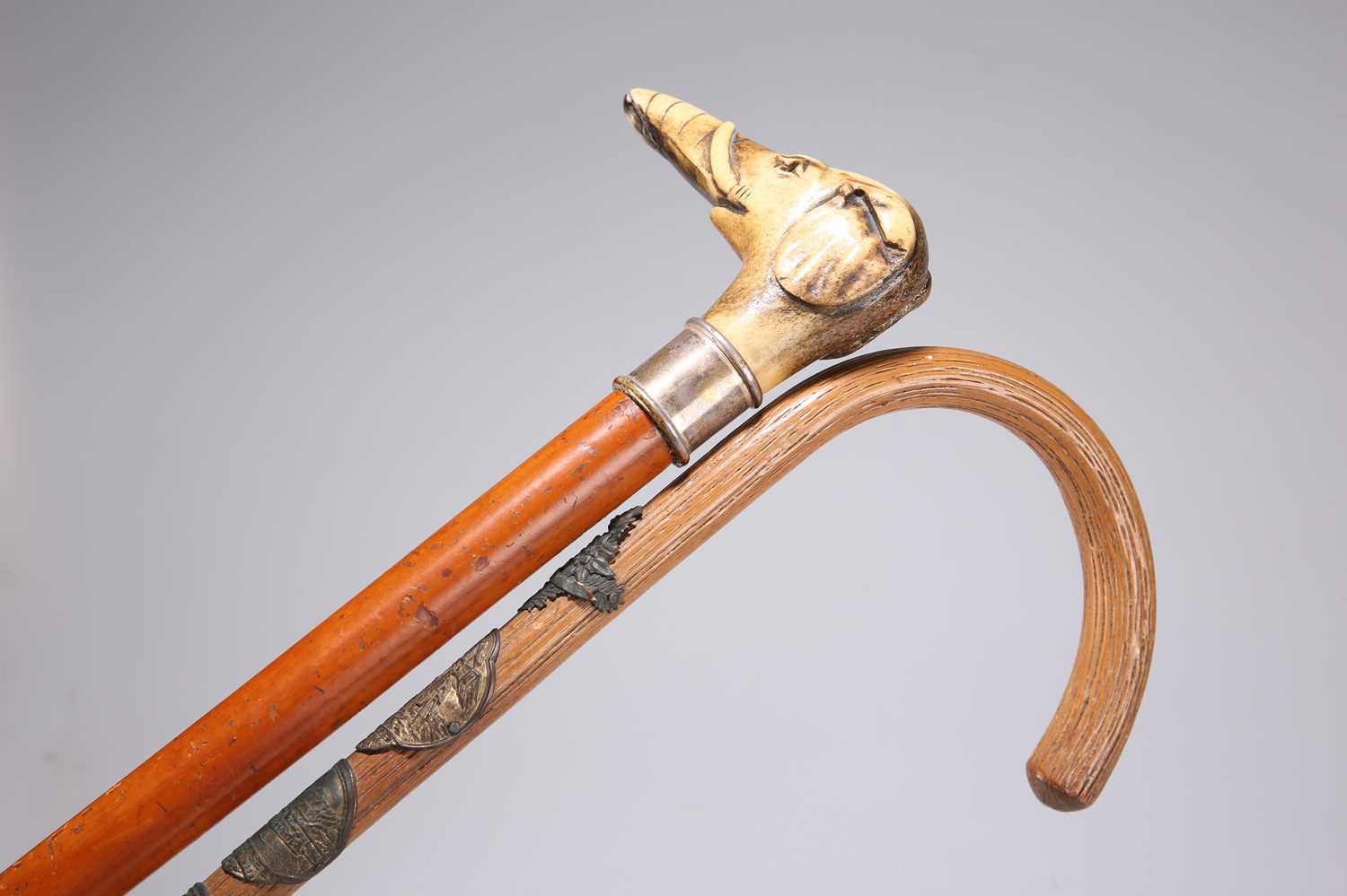 A SILVER-COLLARED AND HORN-HANDLED CANE - Image 2 of 2