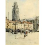 JOHN TERRICK WILLIAMS RA, RI, ROI (1860-1936) A MARKET SQUARE