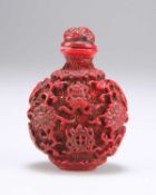 A CHINESE CINNABAR LACQUER SNUFF BOTTLE