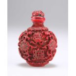 A CHINESE CINNABAR LACQUER SNUFF BOTTLE