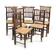 SIX OAK AND ELM DINING CHAIRS, LANCASHIRE ORIGIN, EARLY 19TH CENTURY