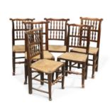 SIX OAK AND ELM DINING CHAIRS, LANCASHIRE ORIGIN, EARLY 19TH CENTURY