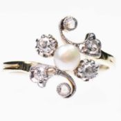 A PEARL AND DIAMOND RING