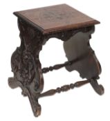 A RENAISSANCE STYLE CARVED AND STAINED BEECH OCCASIONAL TABLE, 19TH CENTURY