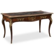 A FRENCH GILT METAL-MOUNTED ROSEWOOD BUREAU PLAT, IN LOUIS XV STYLE, 19TH CENTURY