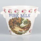 A "PURE MILK" POTTERY TWO-HANDLED MILK PAIL