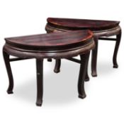 A PAIR OF CHINESE HARDWOOD CONSOLE TABLES, CIRCA 1900