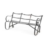 A 19TH CENTURY PAINTED CAST IRON GARDEN BENCH