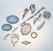 A GROUP OF SCOTTISH AND OTHER SILVER JEWELLERY
