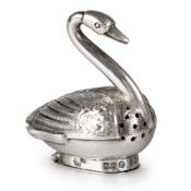 A DUTCH SILVER NOVELTY SWAN PEPPER POT