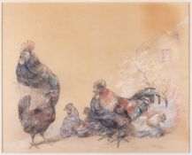 WILLIAM HUGGINS (1820-1884) CHICKENS IN A FARMYARD
