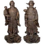 A PAIR OF CHINESE BRONZE FIGURES OF DEITIES