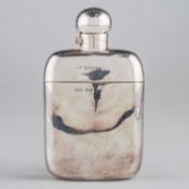 A LATE VICTORIAN SILVER HIP FLASK