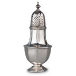 A VICTORIAN BRITANNIA STANDARD SILVER SUGAR CASTER