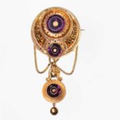 A VICTORIAN AMETHYST AND PEARL PENDANT BROOCH