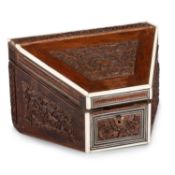 A MID-19TH CENTURY ANGLO-INDIAN SADELI AND CARVED SANDALWOOD CORRESPONDENCE BOX