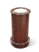 A VICTORIAN MARBLE-INSET MAHOGANY CYLINDRICAL POT CUPBOARD