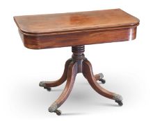 A REGENCY MAHOGANY FOLDOVER TEA TABLE