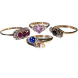 FOUR GEM-SET RINGS