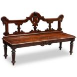 A 19TH CENTURY MAHOGANY HALL BENCH