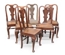 FIVE 18TH CENTURY OAK DINING CHAIRS AND A SIMILAR 20TH CENTURY CHAIR