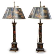 A PAIR OF CHINOISERIE TABLE LAMPS, EARLY 20TH CENTURY