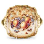 A ROYAL WORCESTER FRUIT PAINTED TUDOR TRAY