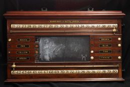 TWO BURROUGHES & WATTS MAHOGANY SNOOKER SCOREBOARDS, LATE 19TH OR EARLY 20TH CENTURY